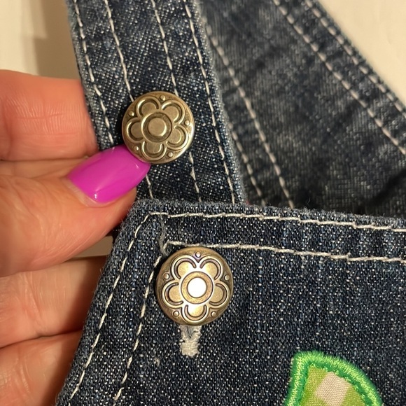 Baby girl 12 M shortalls sequins lemon appliqué / attached green check tie belt - Picture 3 of 11